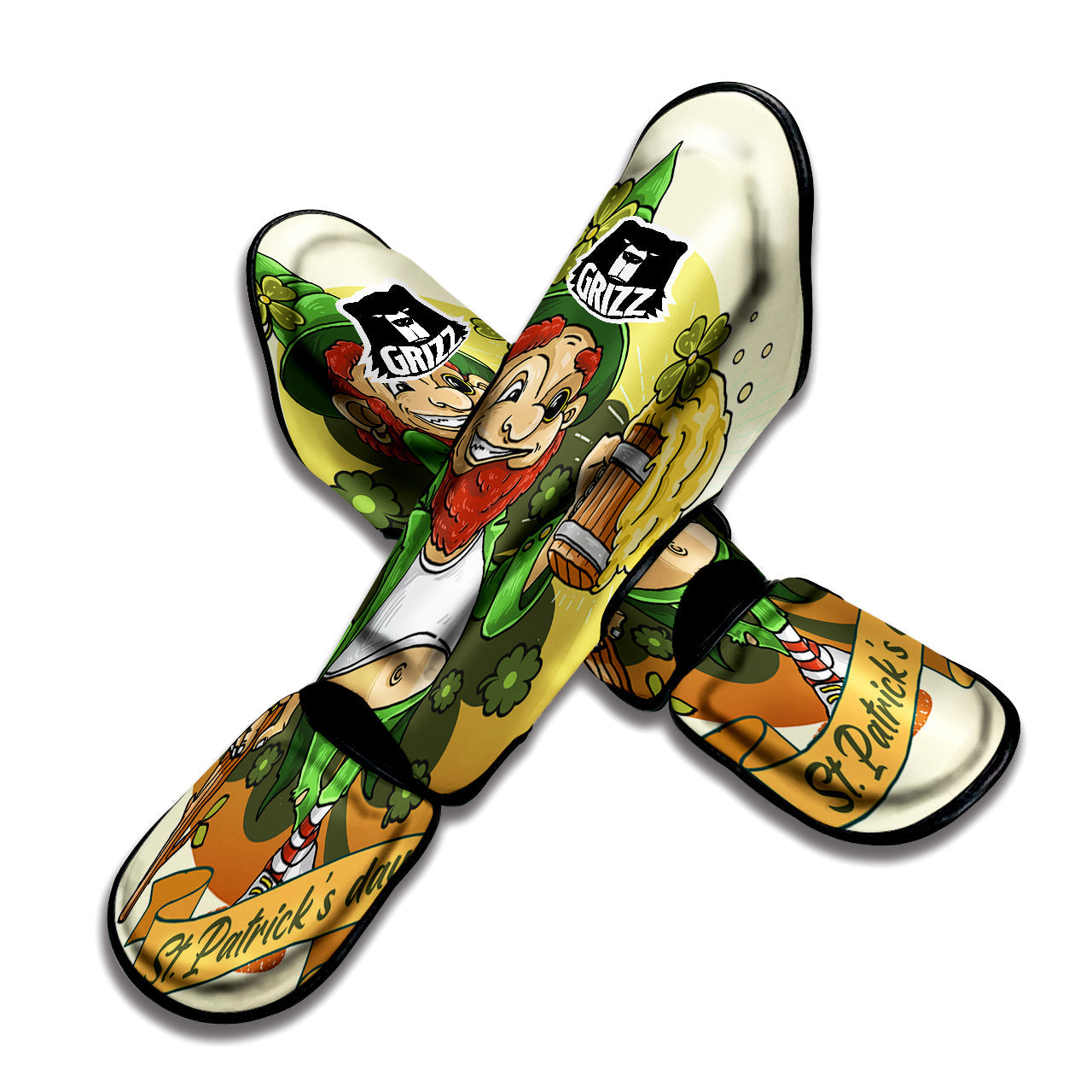 Patrick's Day Cute Shamrock Saint Print Muay Thai Shin Guards-grizzshop