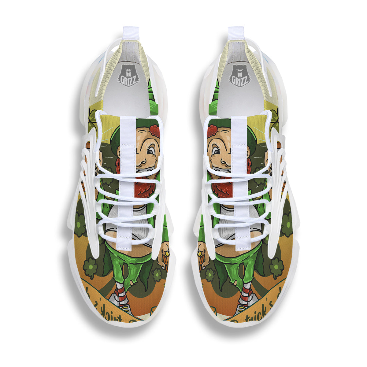 Patrick's Day Cute Shamrock Saint Print White Gym Shoes-grizzshop