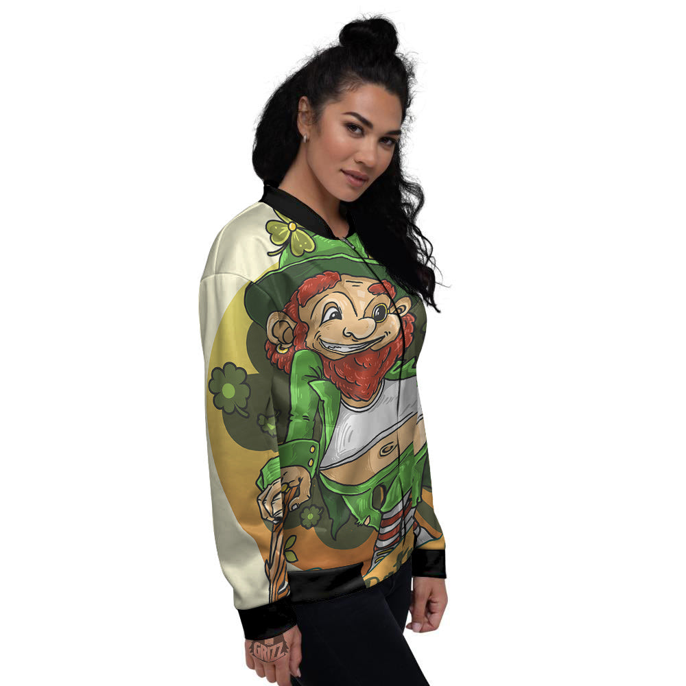 Patrick's Day Cute Shamrock Saint Print Women's Bomber Jacket-grizzshop