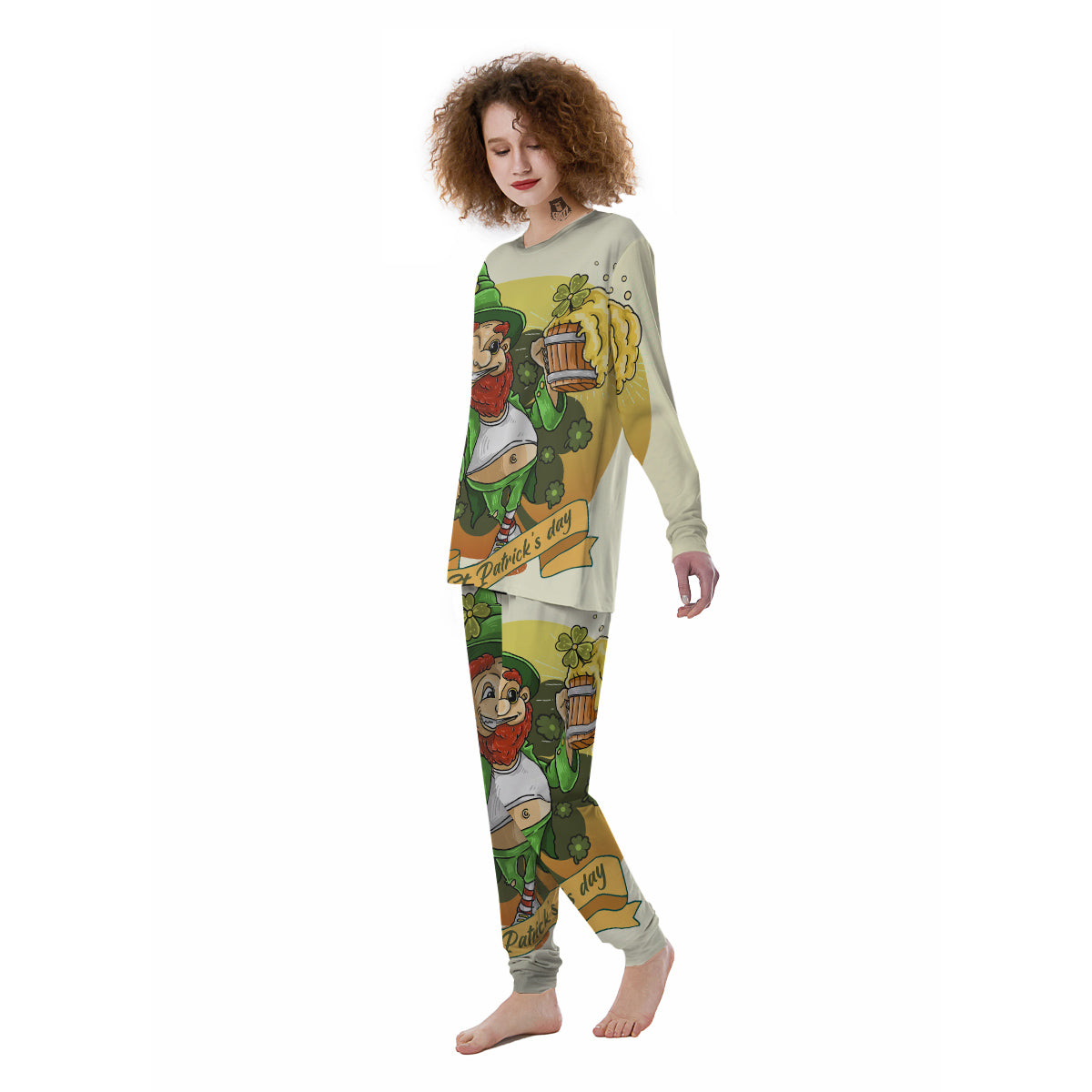 Patrick's Day Cute Shamrock Saint Print Women's Pajamas-grizzshop