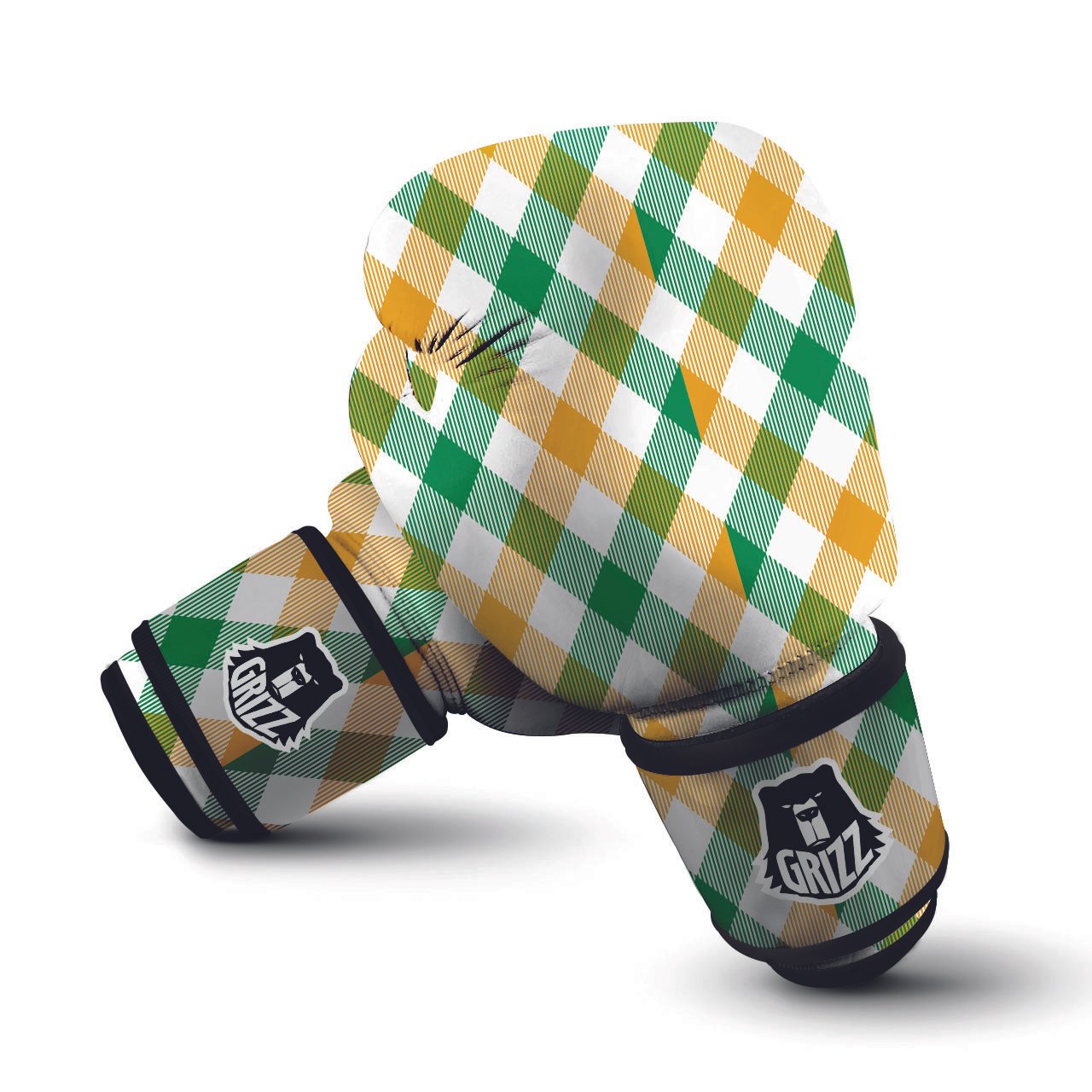 Patrick's Day Irish Plaid Print Boxing Gloves-grizzshop