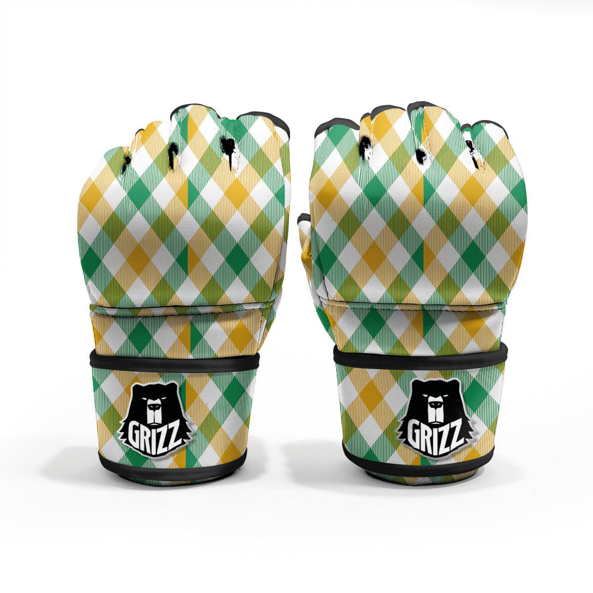 Patrick's Day Irish Plaid Print MMA Gloves-grizzshop