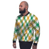 Patrick's Day Irish Plaid Print Men's Bomber Jacket-grizzshop