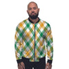 Patrick's Day Irish Plaid Print Men's Bomber Jacket-grizzshop