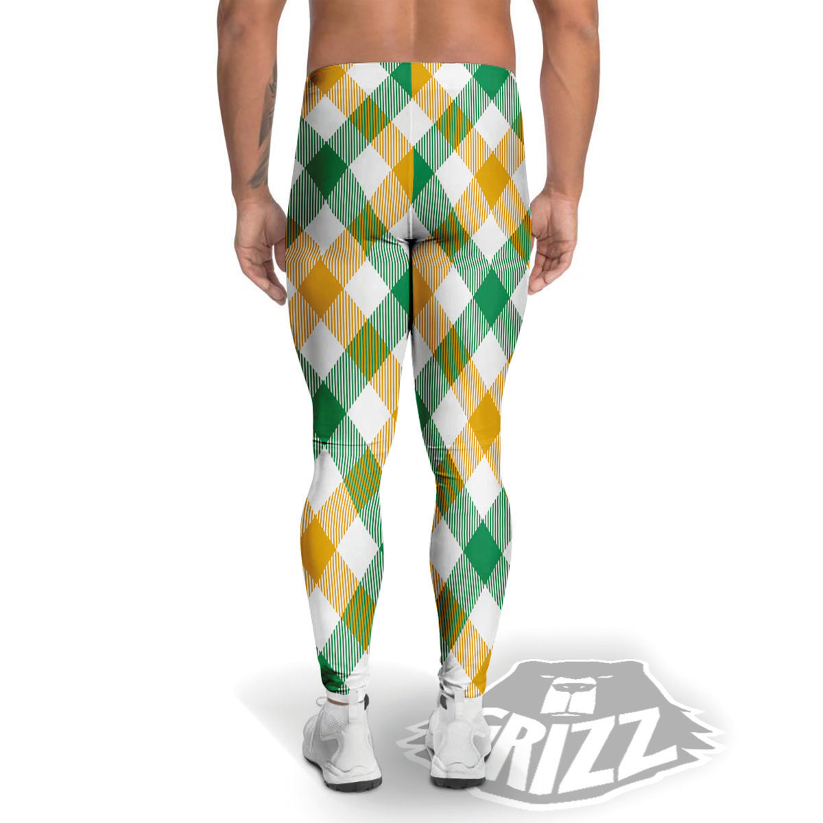 Patrick's Day Irish Plaid Print Men's Leggings-grizzshop