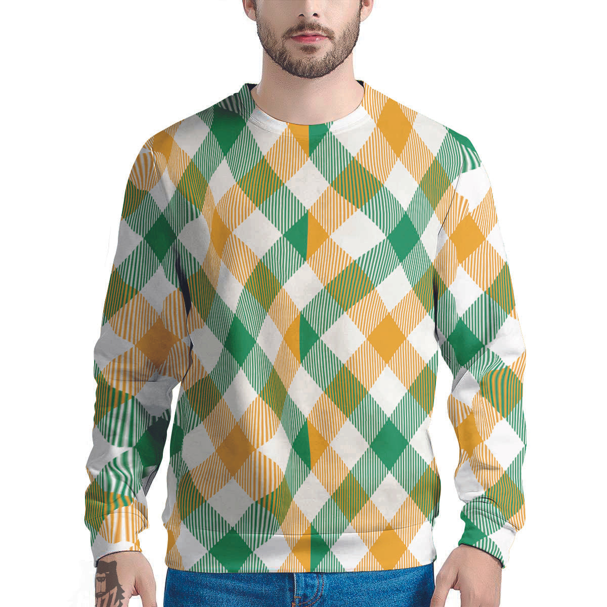 Patrick's Day Irish Plaid Print Men's Sweatshirt-grizzshop