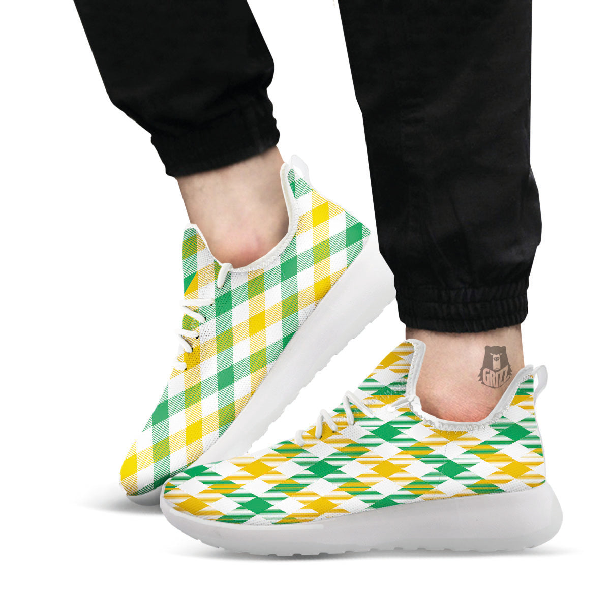 Patrick's Day Irish Plaid Print White Athletic Shoes-grizzshop