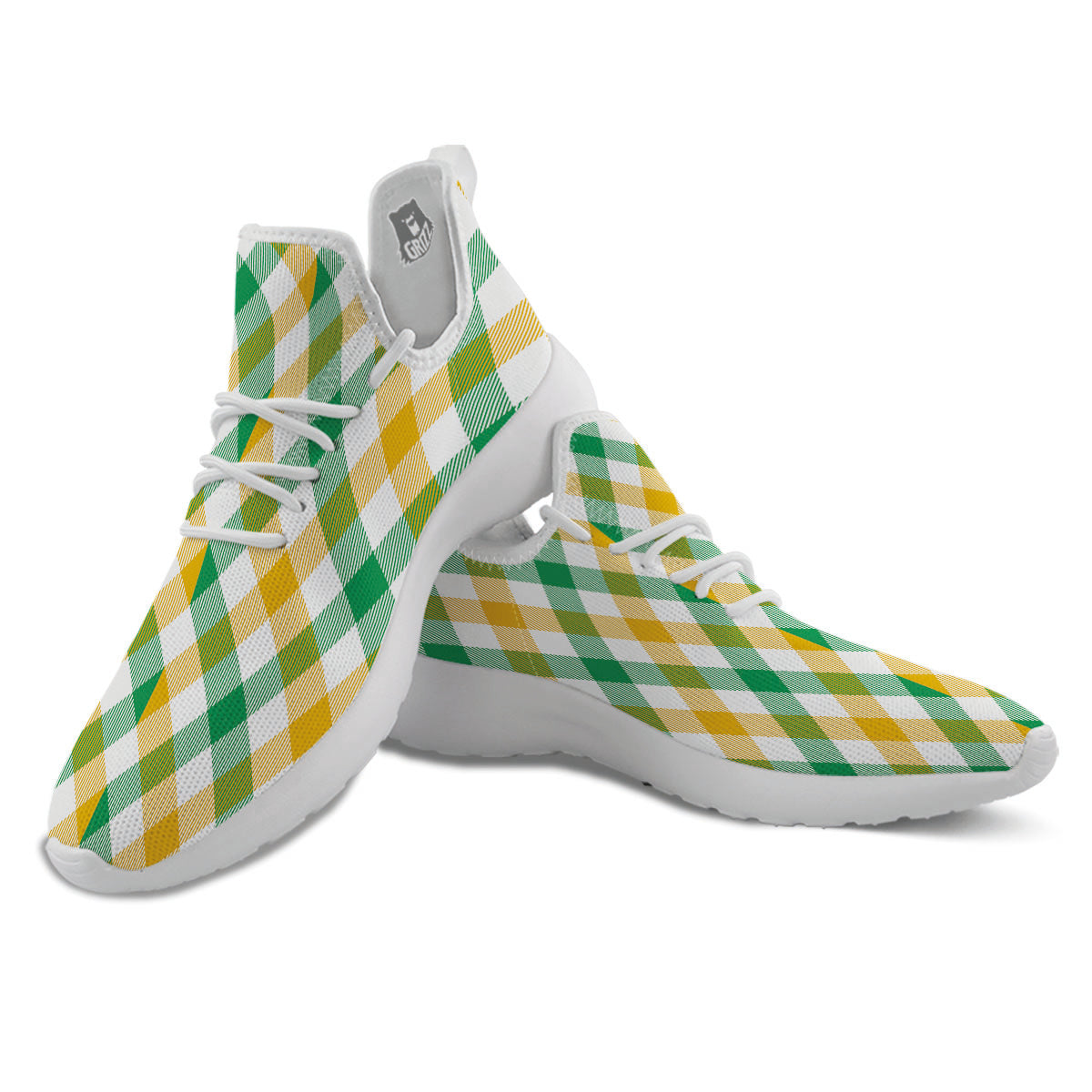 Patrick's Day Irish Plaid Print White Athletic Shoes-grizzshop