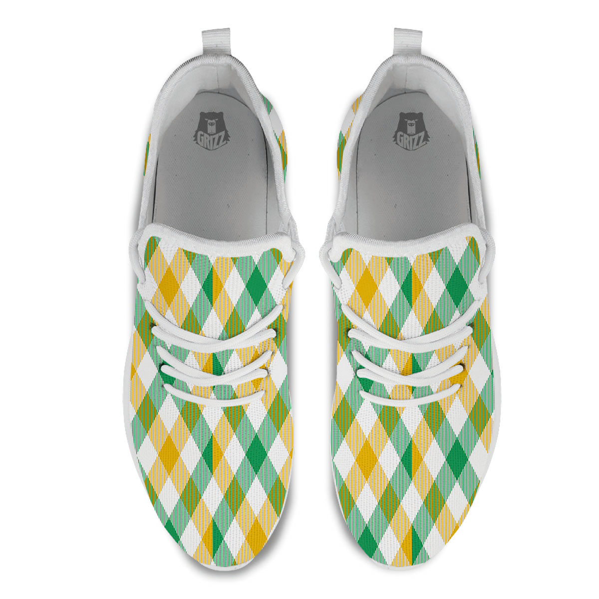 Patrick's Day Irish Plaid Print White Athletic Shoes-grizzshop