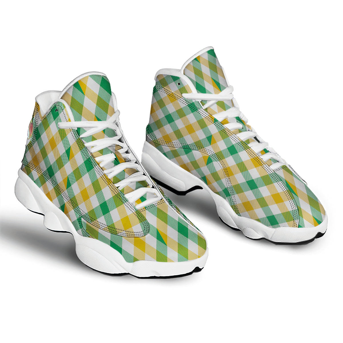 Patrick's Day Irish Plaid Print White Basketball Shoes-grizzshop