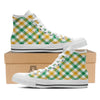 Patrick's Day Irish Plaid Print White High Top Shoes-grizzshop