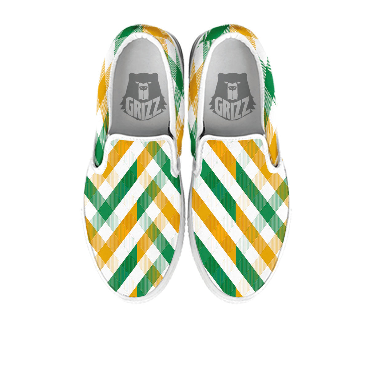 Patrick's Day Irish Plaid Print White Slip On Shoes-grizzshop