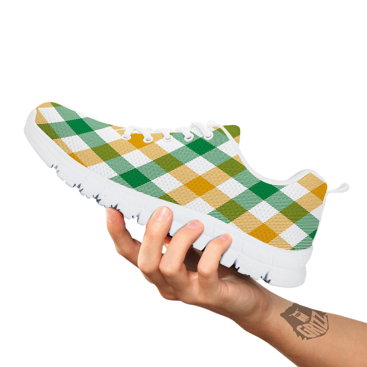 Patrick's Day Irish Plaid Print White Sneaker-grizzshop