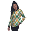 Patrick's Day Irish Plaid Print Women's Bomber Jacket-grizzshop