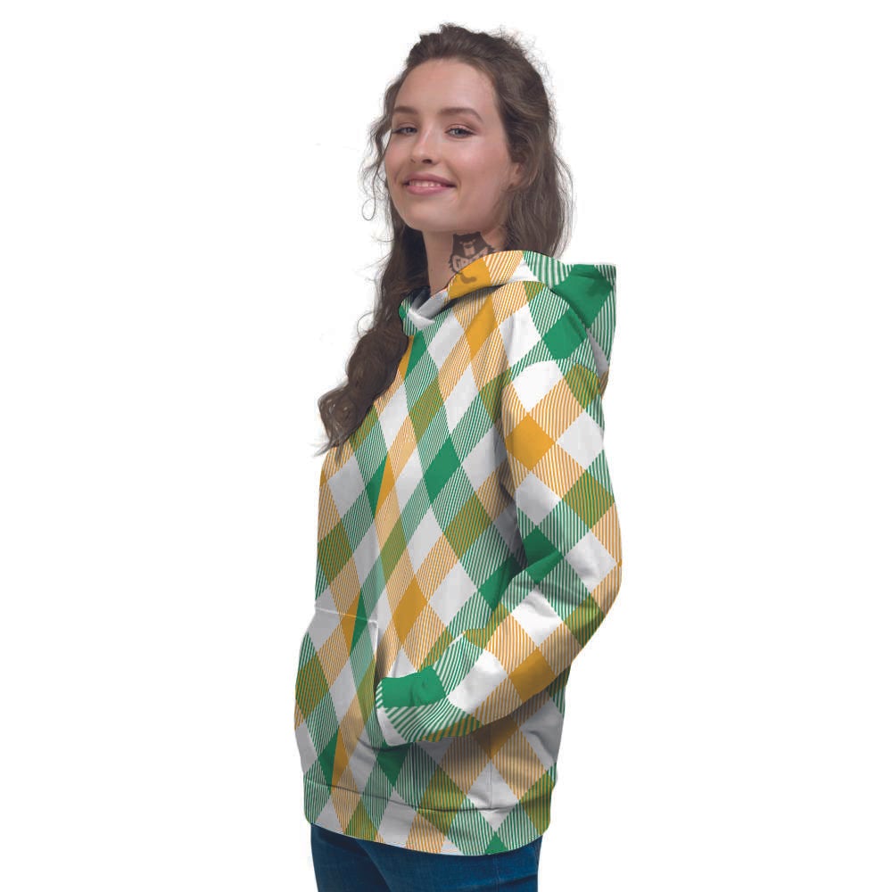 Patrick's Day Irish Plaid Print Women's Hoodie-grizzshop