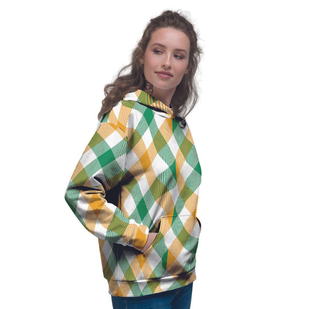 Patrick's Day Irish Plaid Print Women's Hoodie-grizzshop