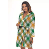 Patrick's Day Irish Plaid Print Women's Robe-grizzshop