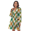 Patrick's Day Irish Plaid Print Women's Robe-grizzshop