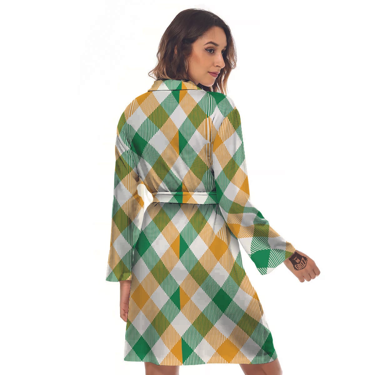 Patrick's Day Irish Plaid Print Women's Robe-grizzshop