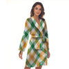 Patrick's Day Irish Plaid Print Women's Robe-grizzshop