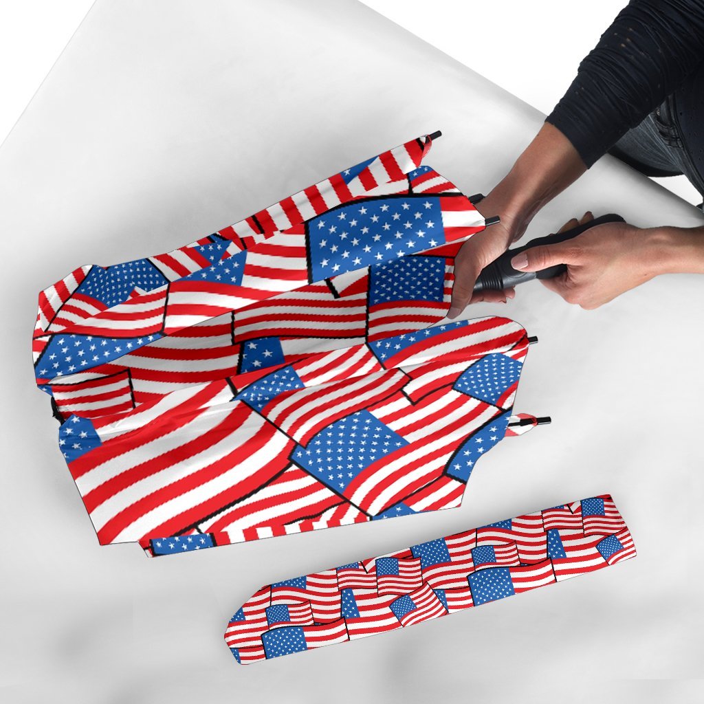 Patriot Pattern Print Automatic Foldable Umbrella-grizzshop