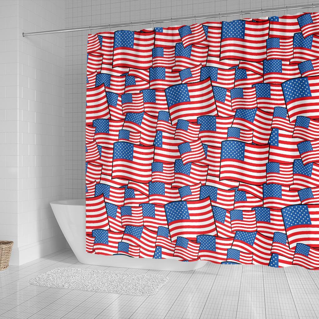 Patriot Pattern Print Bathroom Shower Curtain-grizzshop