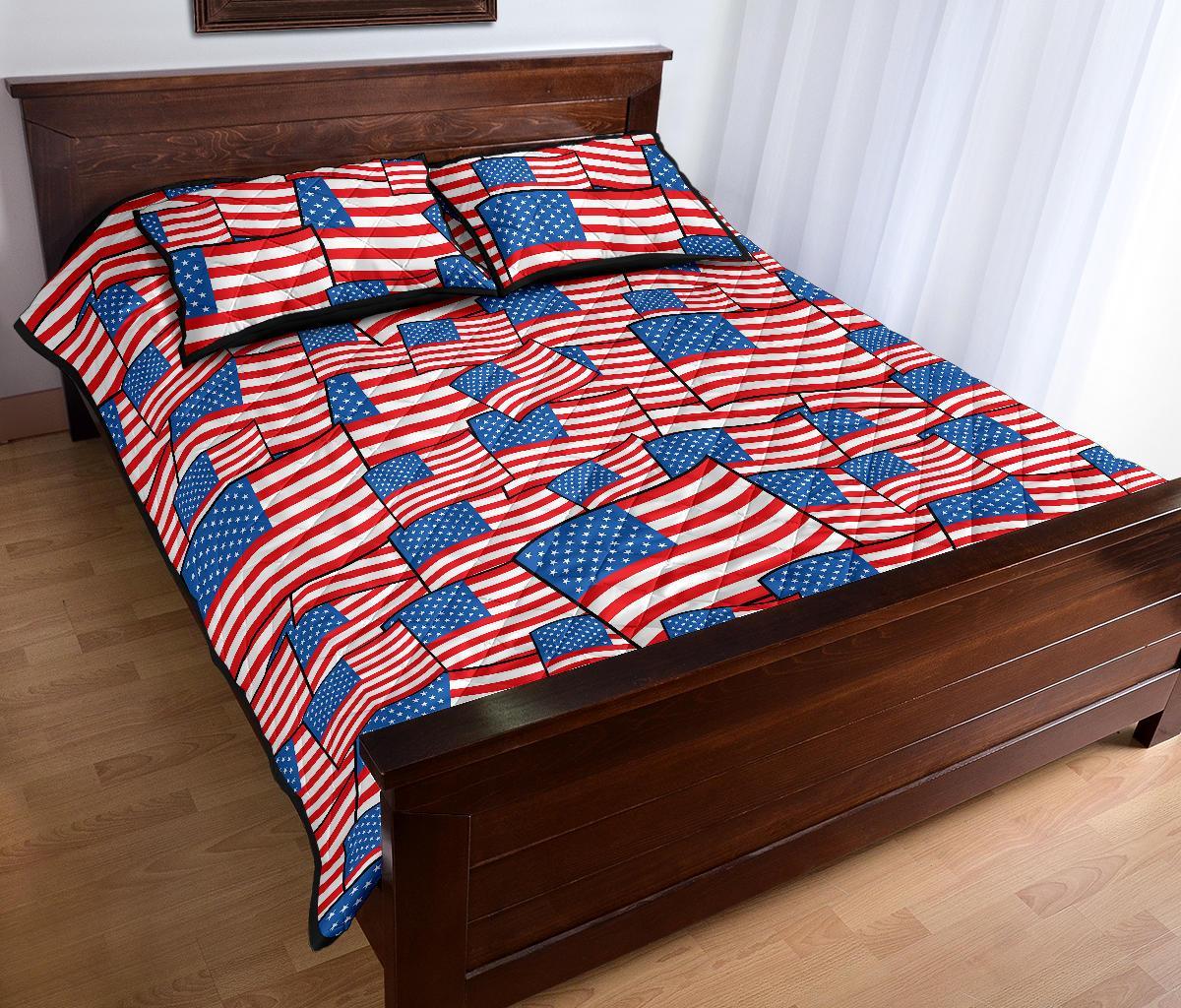 Patriot Pattern Print Bed Set Quilt-grizzshop