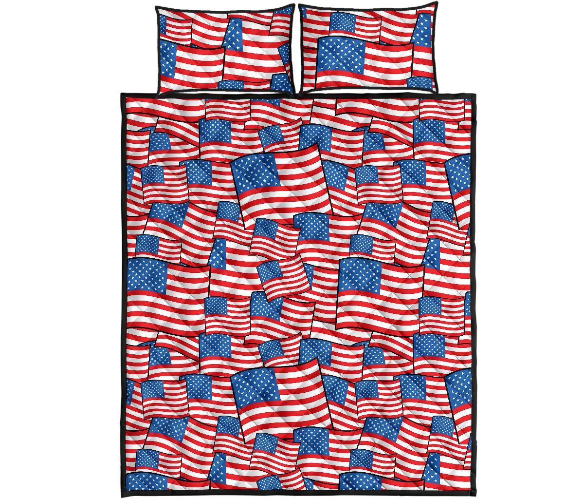 Patriot Pattern Print Bed Set Quilt-grizzshop