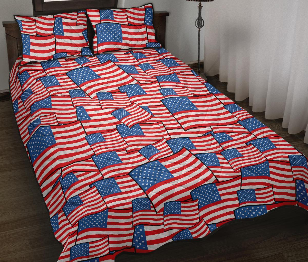 Patriot Pattern Print Bed Set Quilt-grizzshop