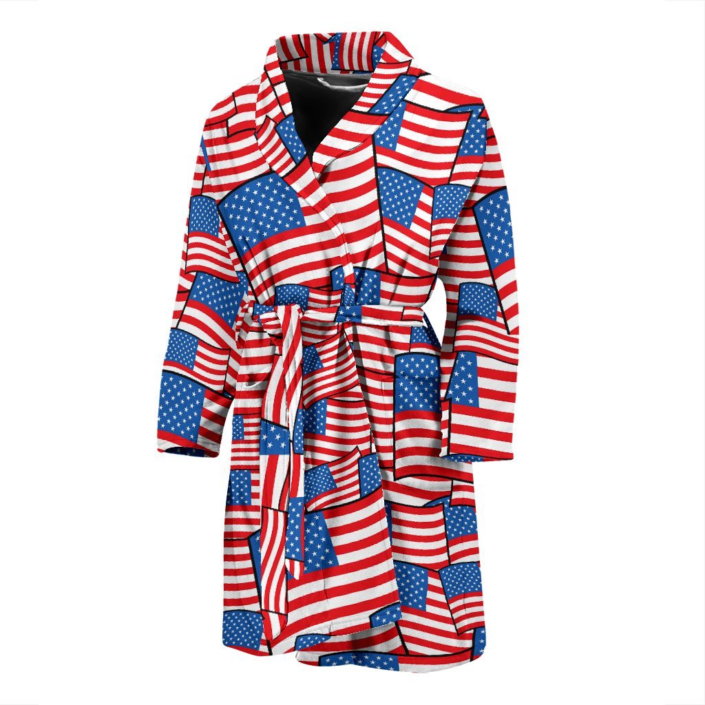 Patriot Pattern Print Men Long Robe-grizzshop