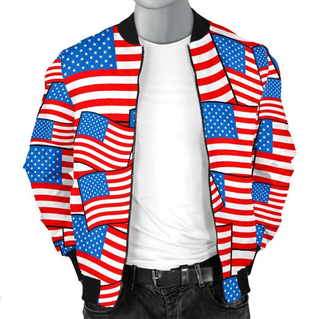 Patriot Pattern Print Men's Bomber Jacket-grizzshop