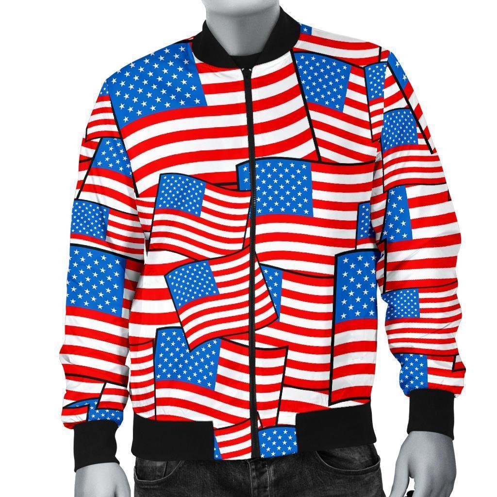 Patriot Pattern Print Men's Bomber Jacket-grizzshop