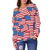 Patriot Pattern Print Women Off Shoulder Sweatshirt-grizzshop