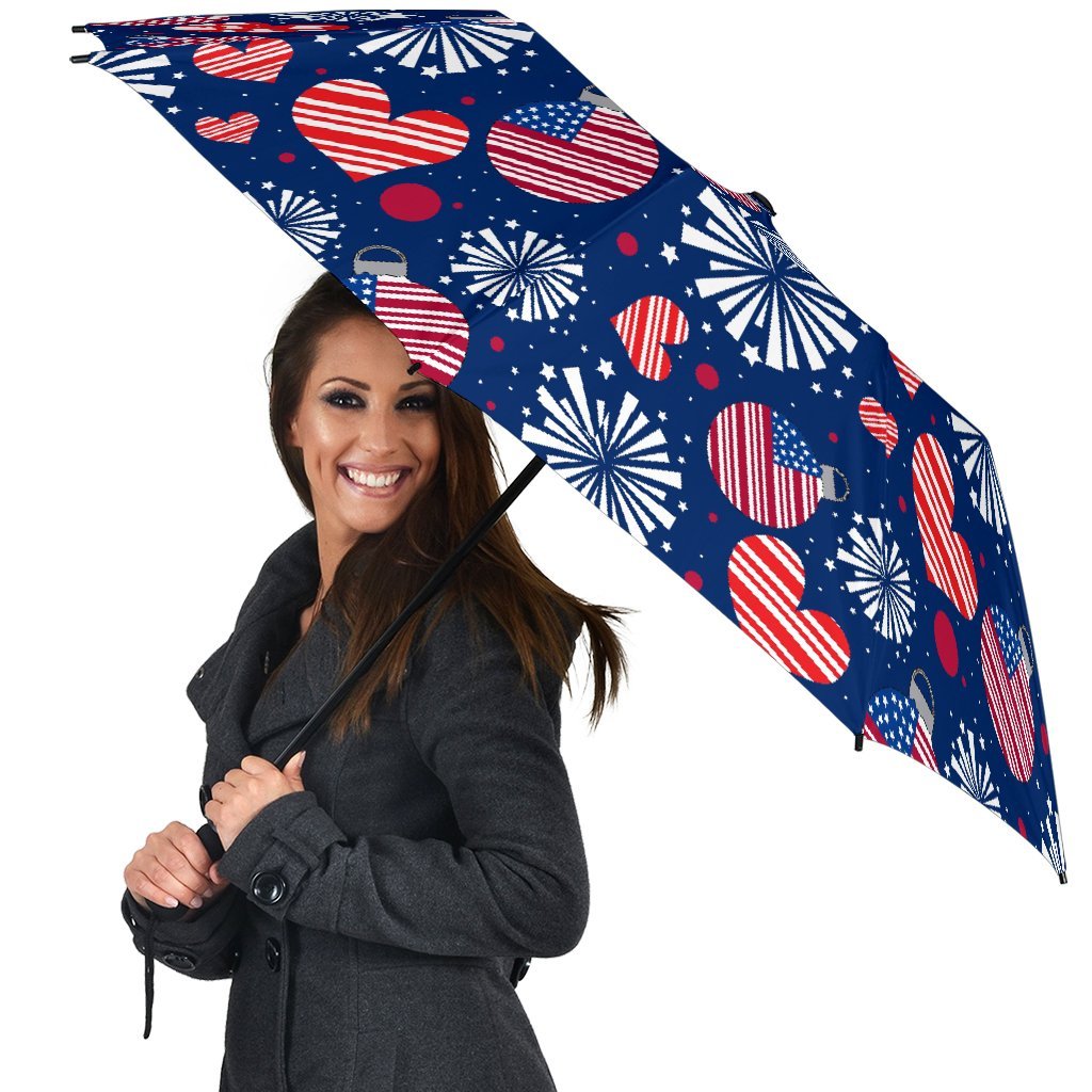 Patriot Print Pattern Automatic Foldable Umbrella-grizzshop