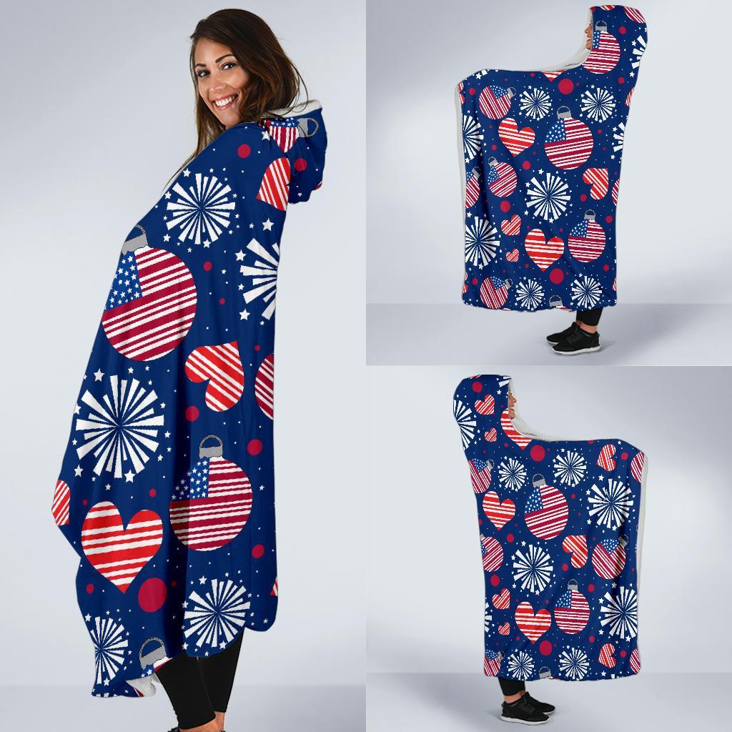 Patriot Print Pattern Hooded Blanket-grizzshop
