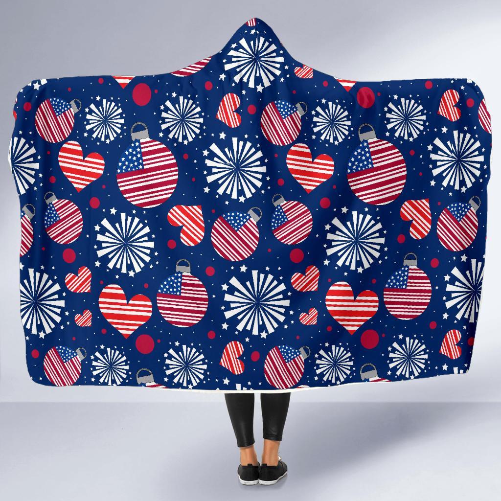 Patriot Print Pattern Hooded Blanket-grizzshop