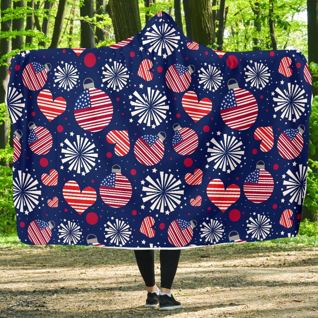 Patriot Print Pattern Hooded Blanket-grizzshop