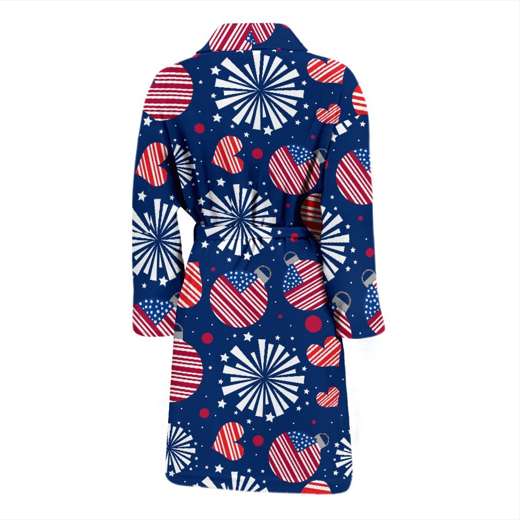 Patriot Print Pattern Men Long Robe-grizzshop