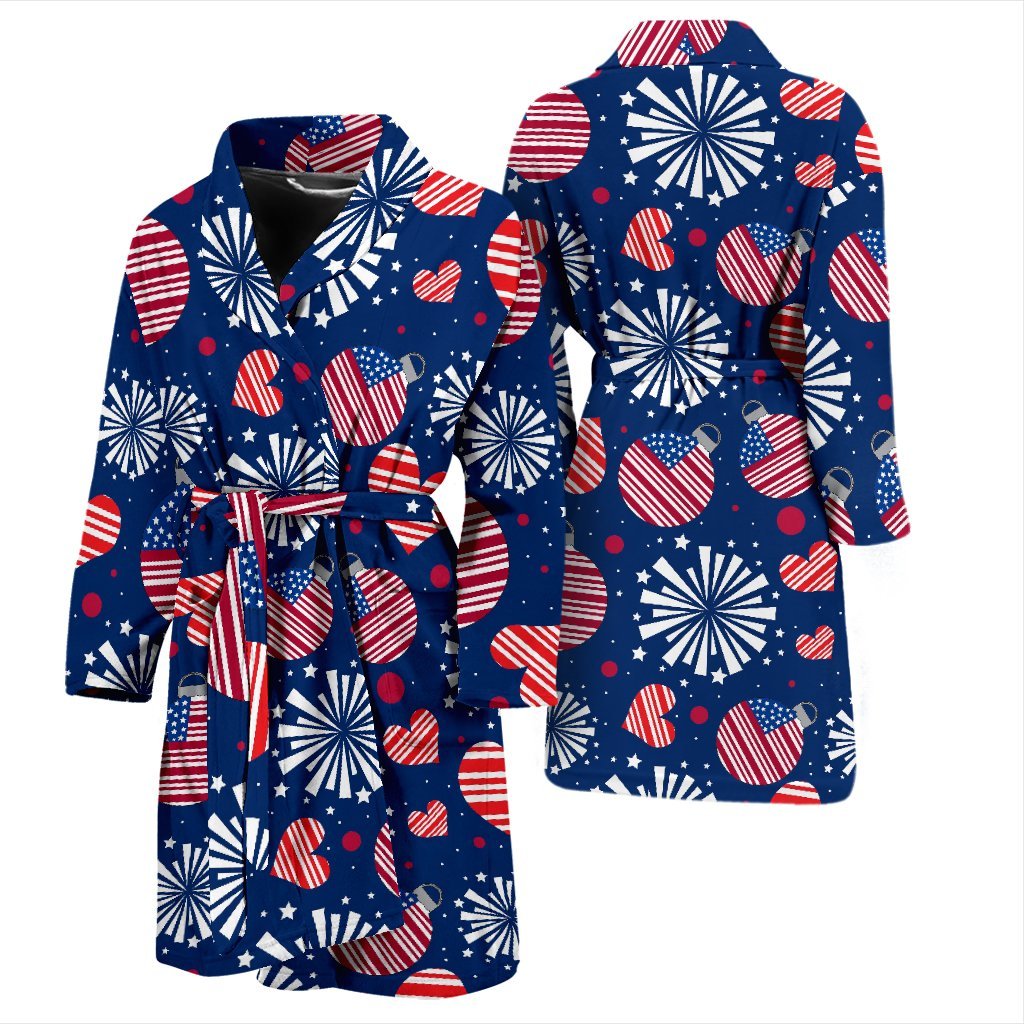 Patriot Print Pattern Men Long Robe-grizzshop