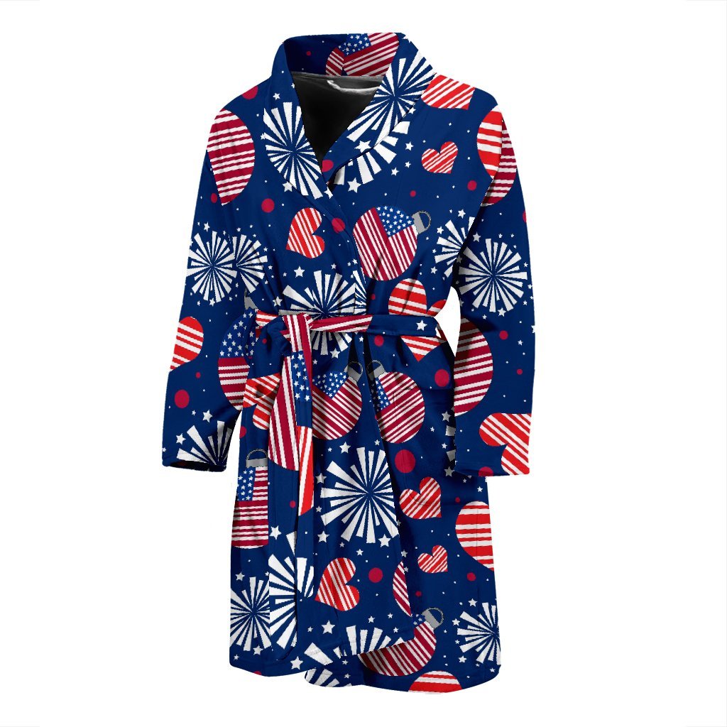 Patriot Print Pattern Men Long Robe-grizzshop