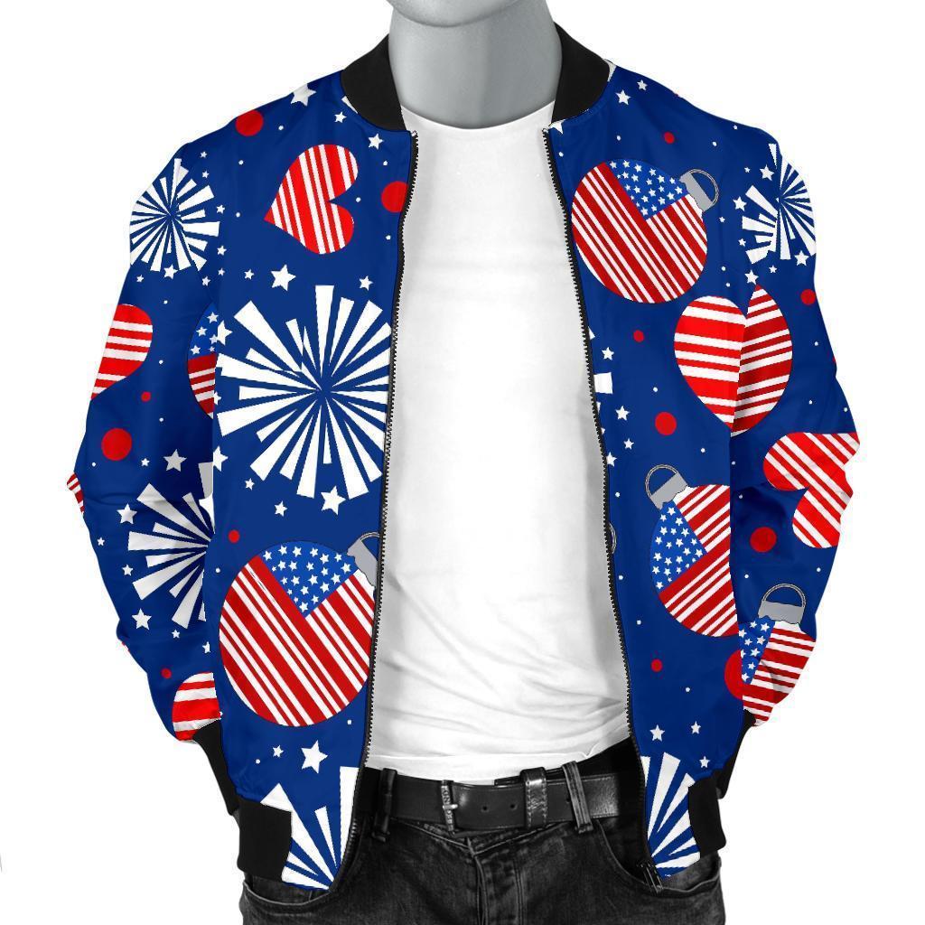 Patriot Print Pattern Men's Bomber Jacket-grizzshop