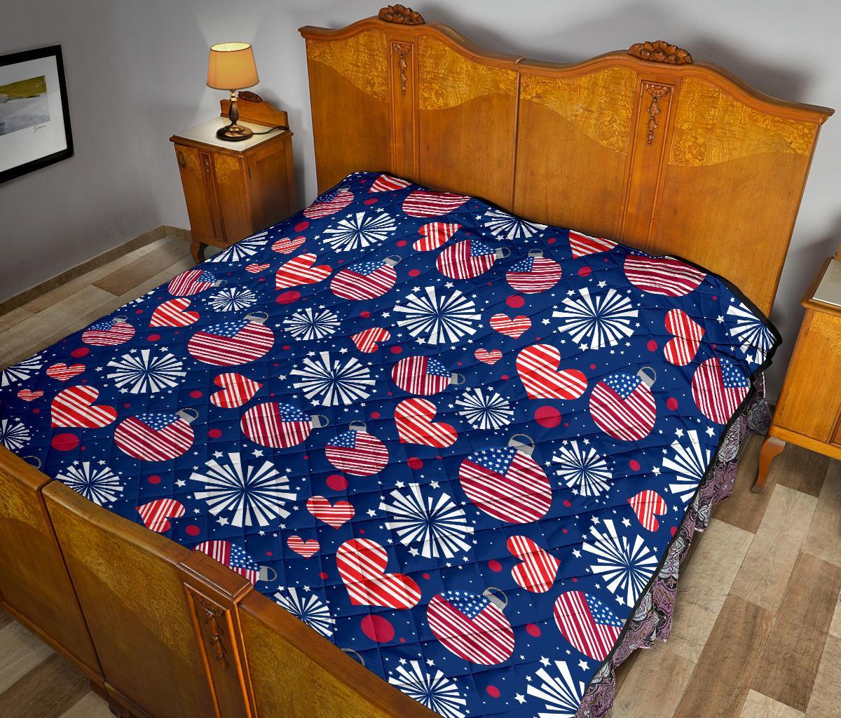 Patriot Print Pattern Quilt-grizzshop