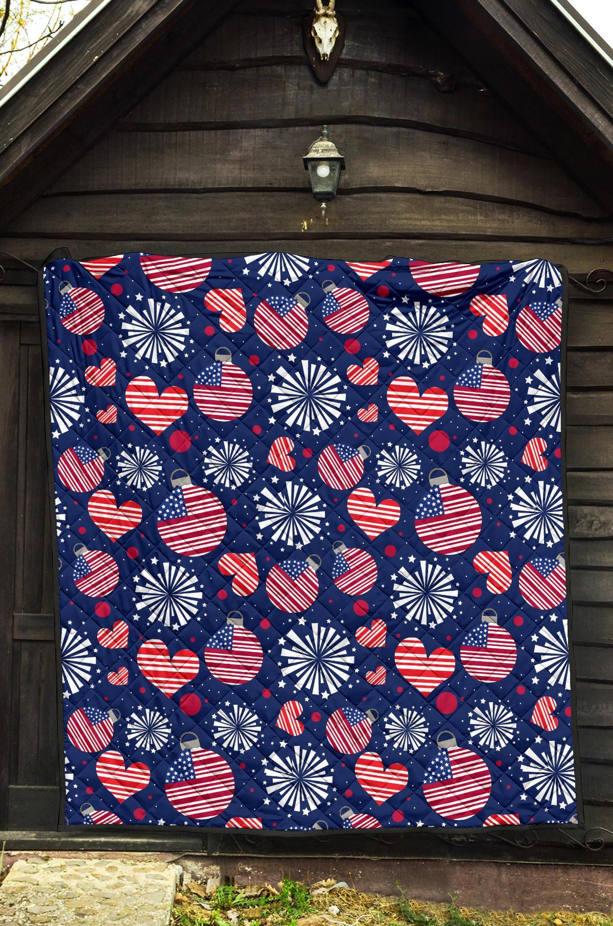 Patriot Print Pattern Quilt-grizzshop