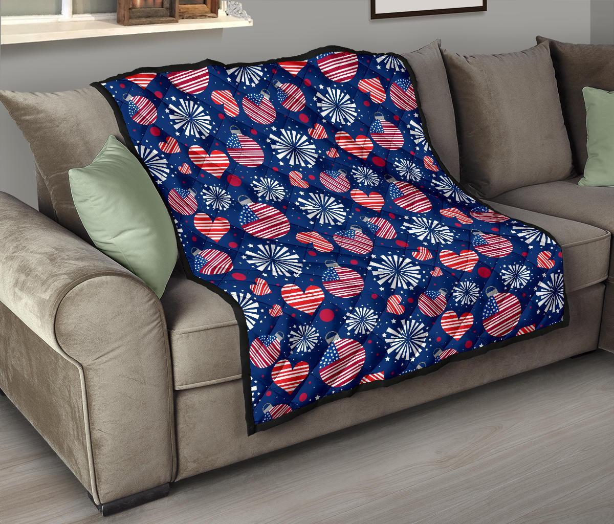 Patriot Print Pattern Quilt-grizzshop