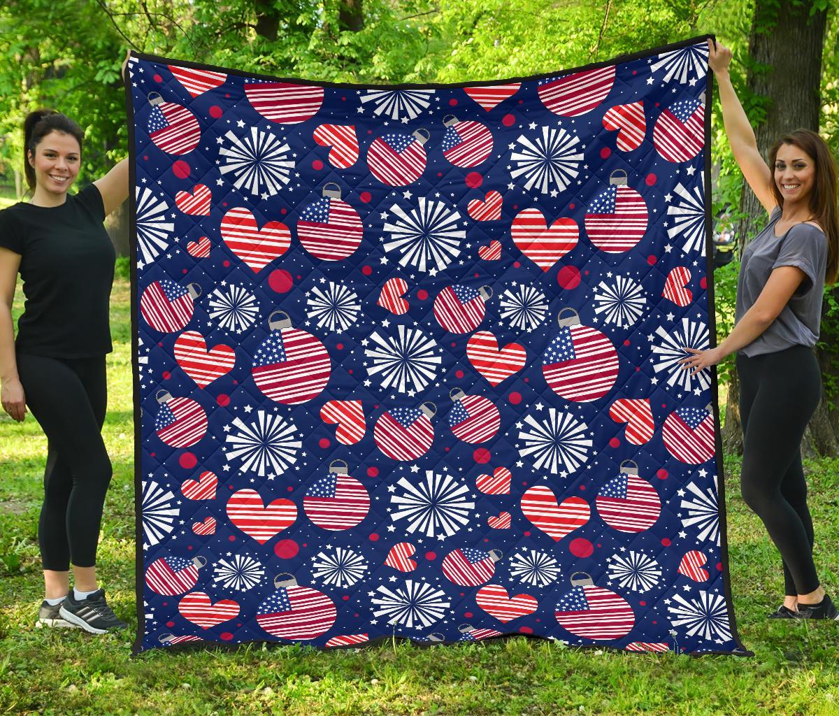 Patriot Print Pattern Quilt-grizzshop