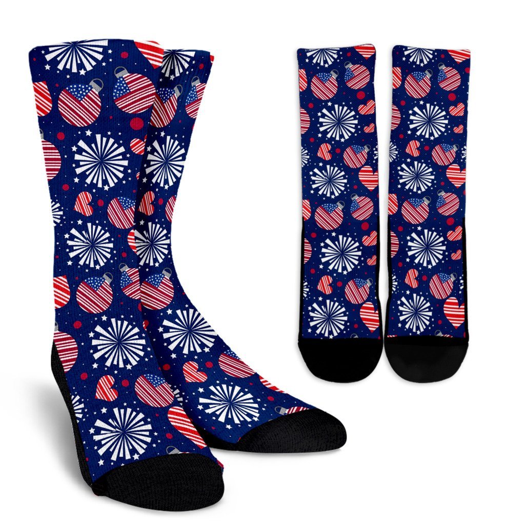 Patriot Print Pattern Unisex Crew Socks-grizzshop