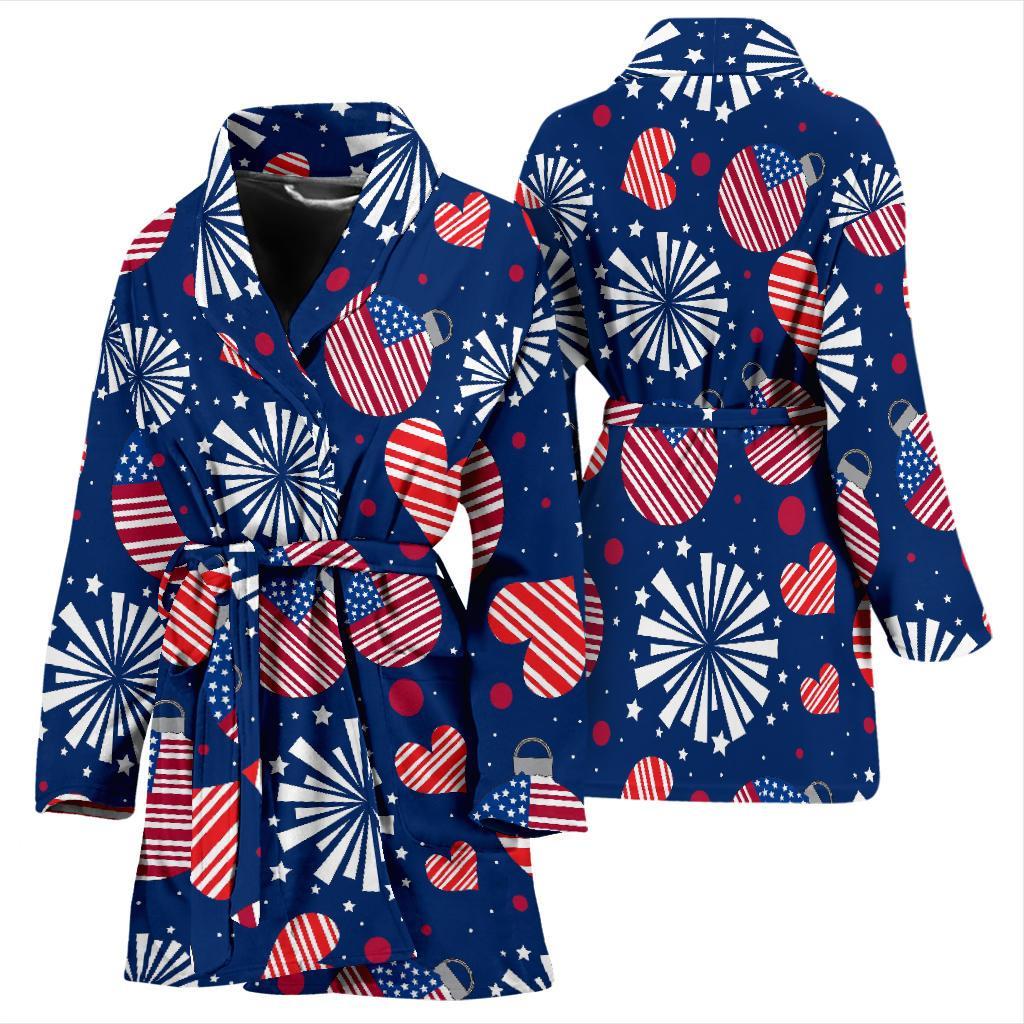 Patriot Print Pattern Women Long Robe-grizzshop