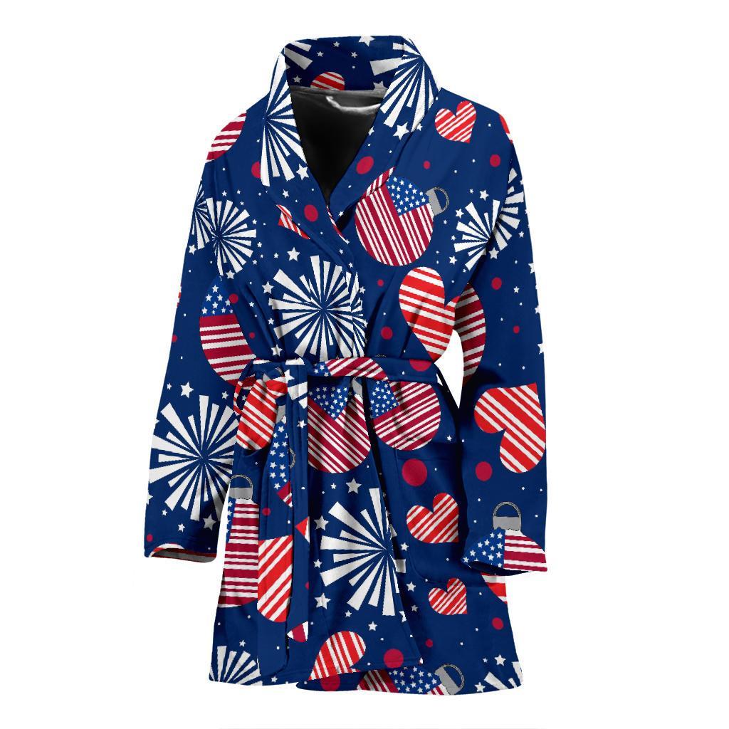 Patriot Print Pattern Women Long Robe-grizzshop