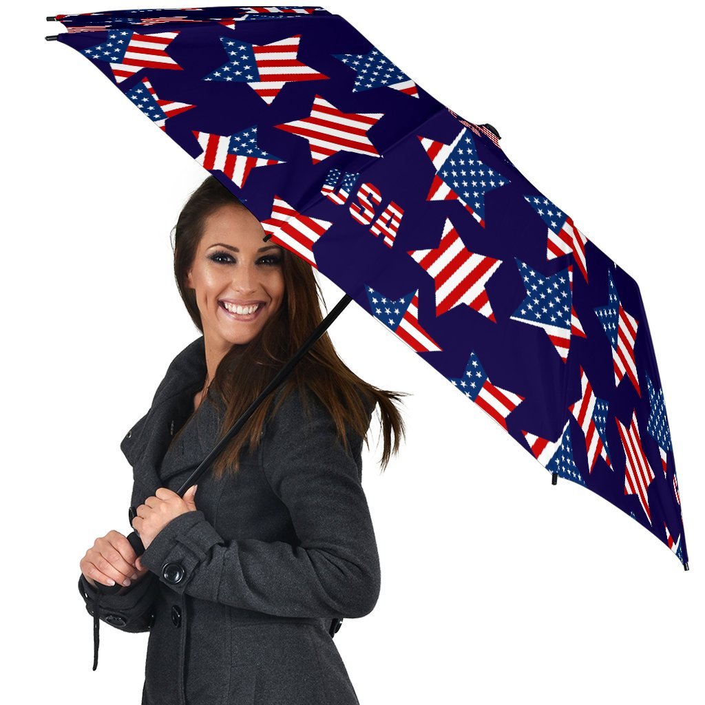 Patriot Usa Pattern Print Automatic Foldable Umbrella-grizzshop