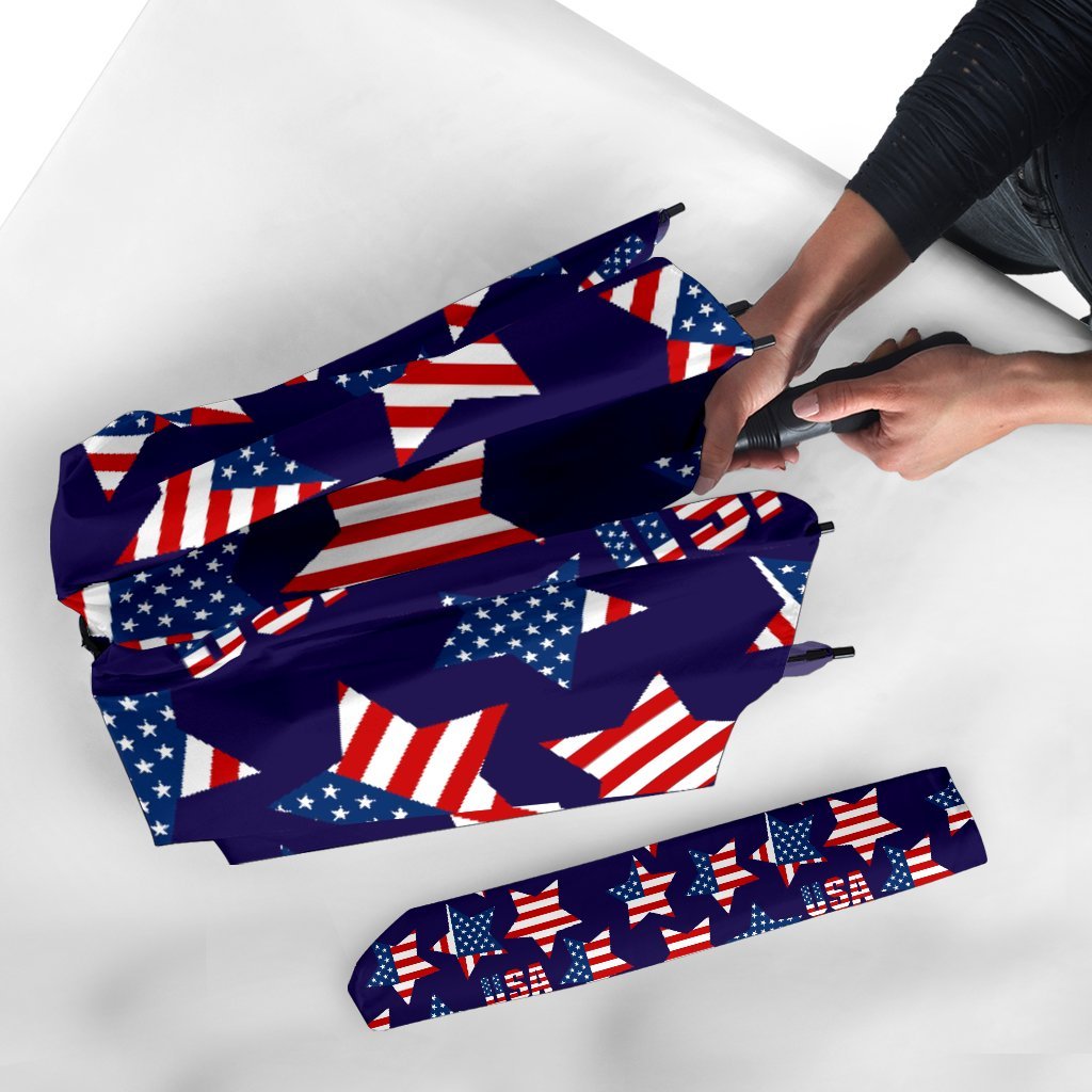 Patriot Usa Pattern Print Automatic Foldable Umbrella-grizzshop